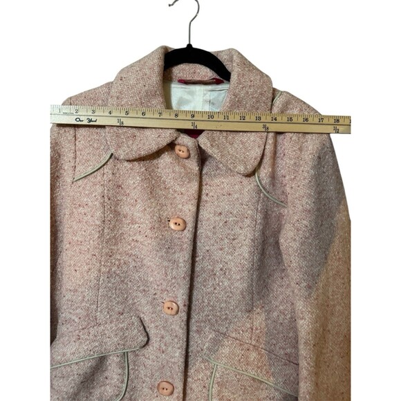 Mackage Wool Blend Leather Trim Trench Coat Pink Women's Size Medium - Picture 4 of 15